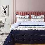 Edredón Queen estampado color azul y blanco