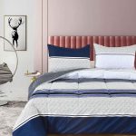 Edredón Queen estampado color azul , blanco y negro