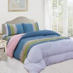 Edredón acolchado King 1200 hilos con franjas morado, lila, rosado y marrón